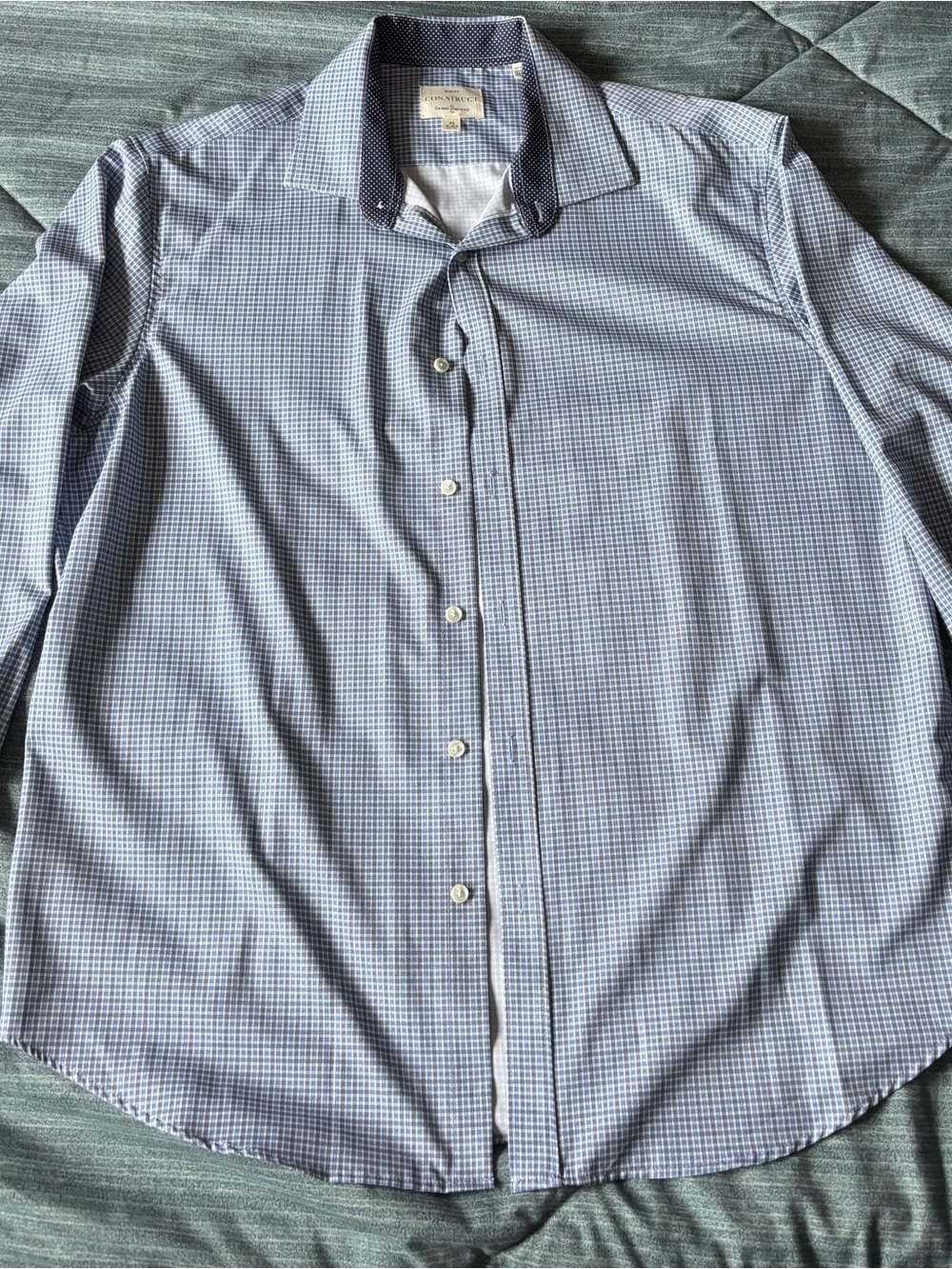 Tailored Men's Blue Micro-Check Button-Down Shirt